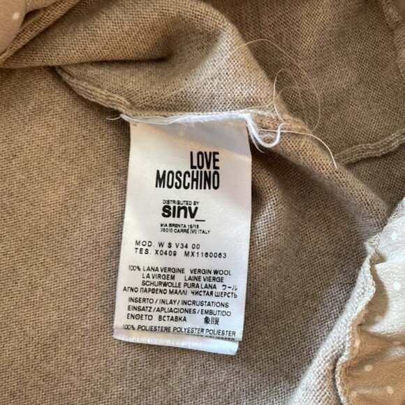 Love Moschino 100% Wool Lightweight Sweater With Built In Blouse Size 4 - Picture 8 of 9